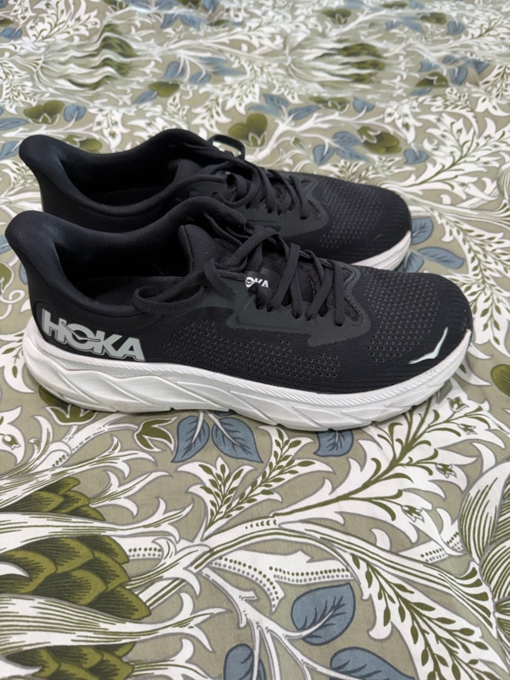 Hoka Black and White Athletic Running Sneakers
